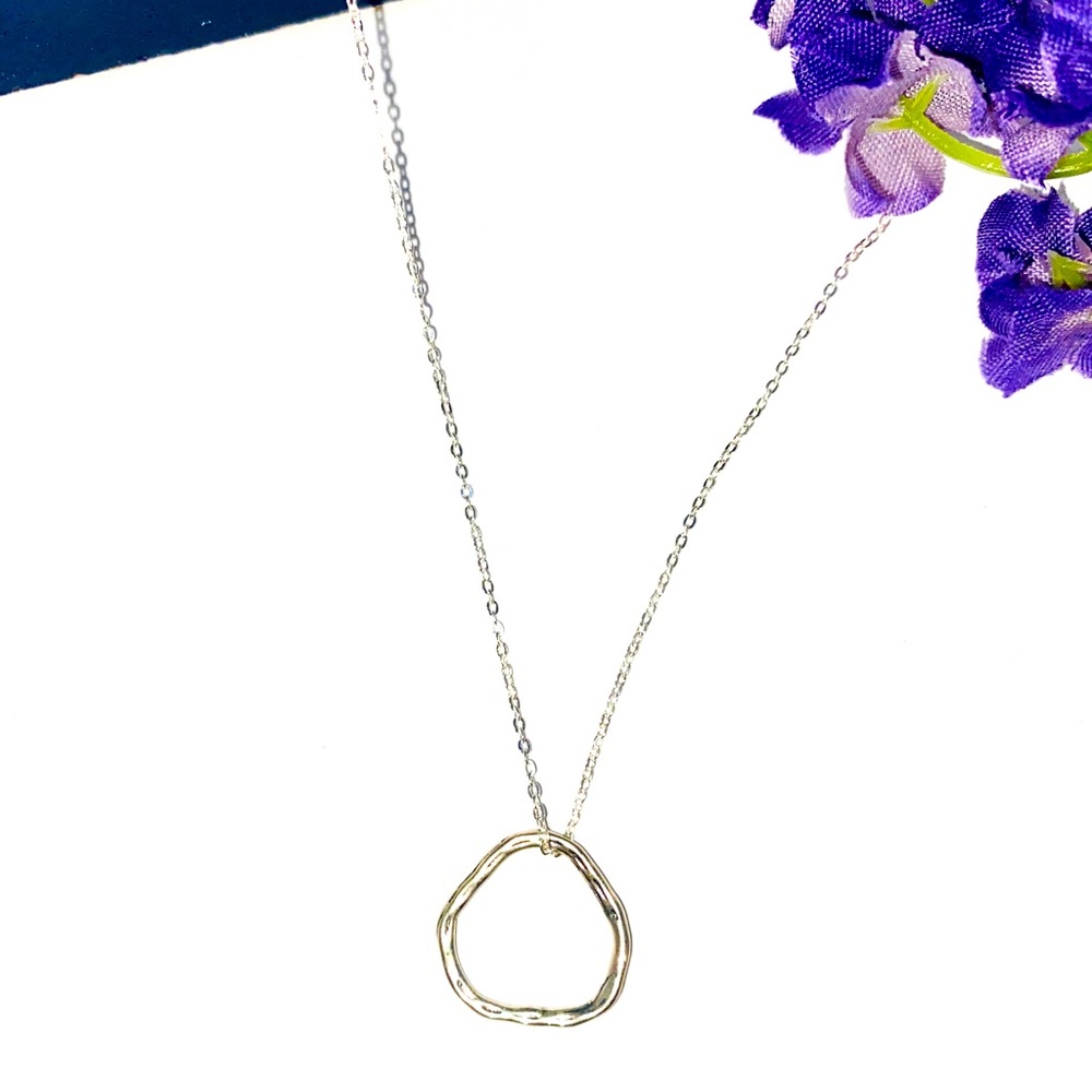 Silver abstract circle pendant with chain